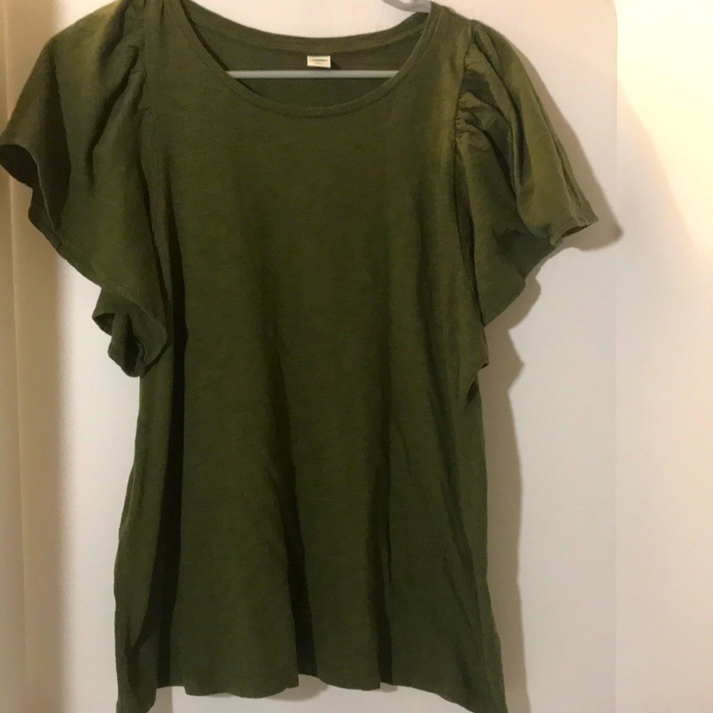 Old Navy top size L green flowing sleeves summer festivals casual